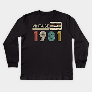 Vintage 1981 Limited Edition Cassette 43rd Birthday Kids Long Sleeve T-Shirt